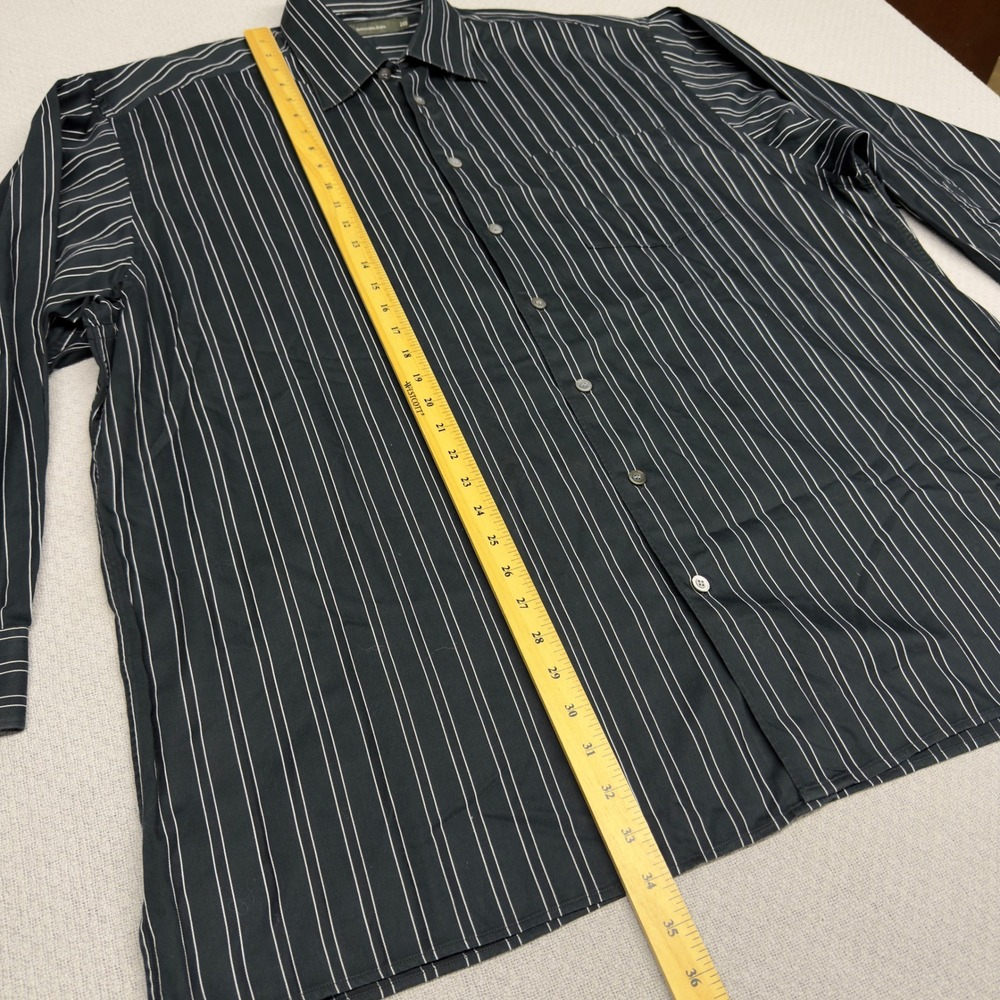 Ermenegildo Zegna Shirt Mens 2XB Black Striped Cotton Long Sleeve Button Down - Picture 7 of 7